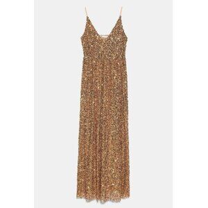 Gold sequin floor-length gown - Zara limited edition
